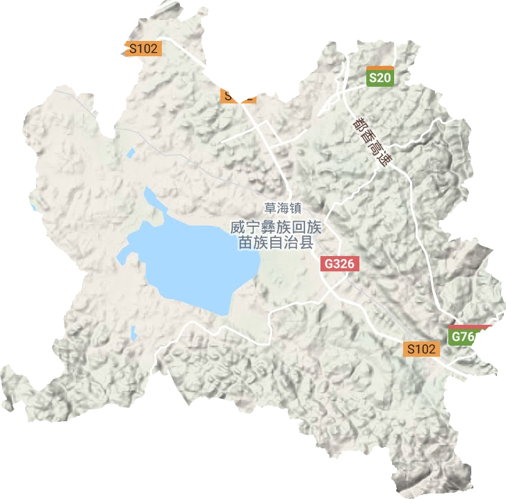 草海镇地形地图