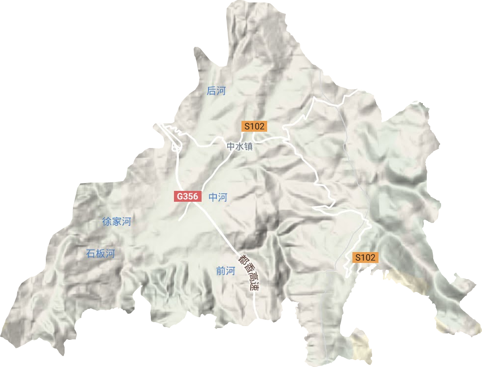 中水镇地形地图