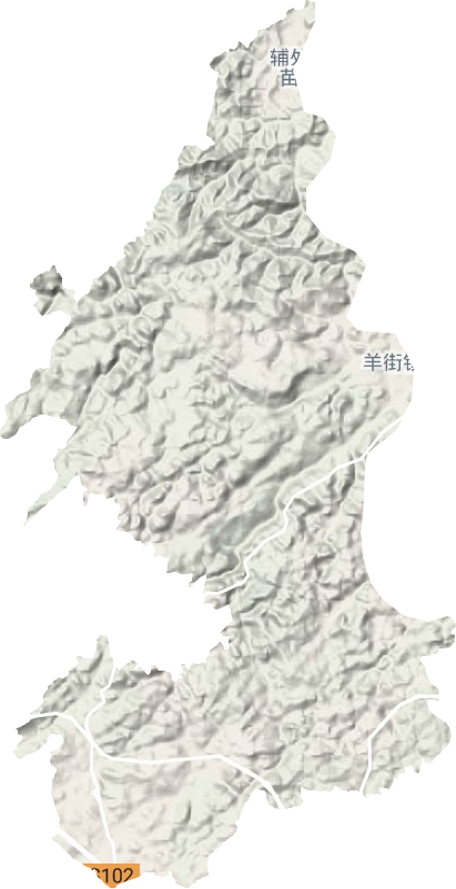 羊街镇地形地图