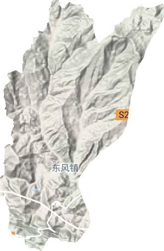 东风镇地形地图