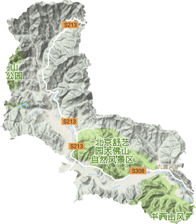 九渡河镇地形地图
