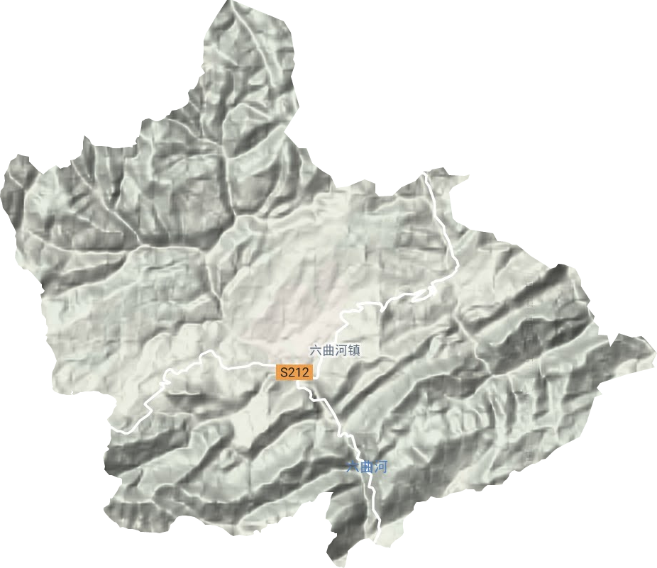 六曲河镇地形地图