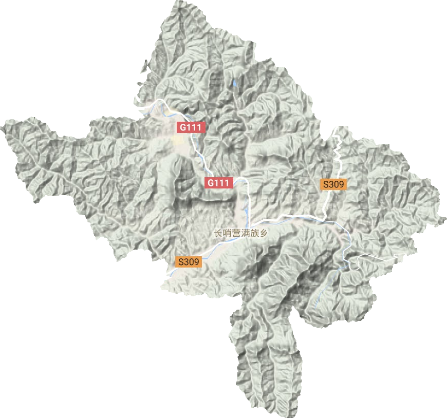 长哨营满族乡地形地图