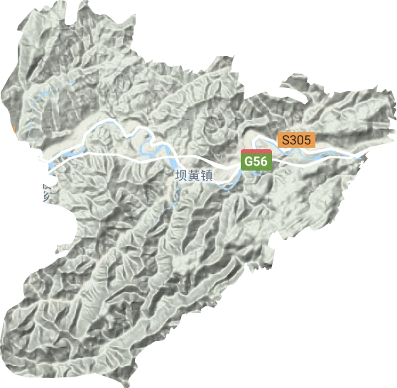 坝黄镇地形地图
