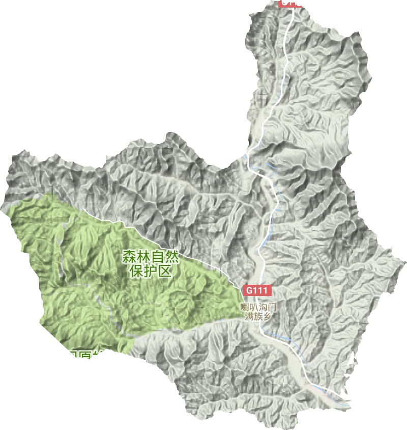 喇叭沟门满族乡地形地图