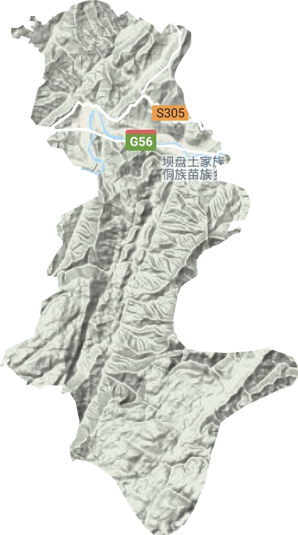 坝盘镇地形地图