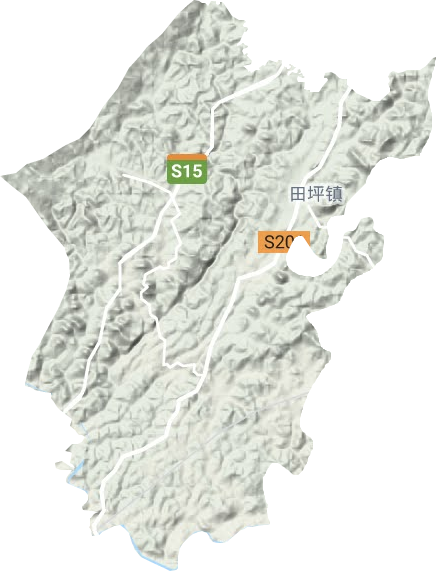 田坪镇地形地图
