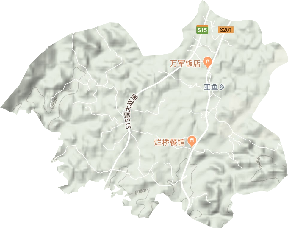亚鱼乡地形地图