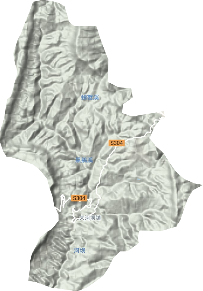 大河坝镇地形地图