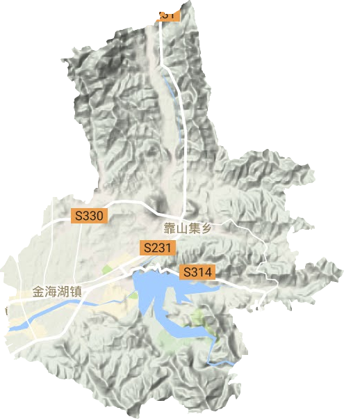 金海湖地区办事处地形地图