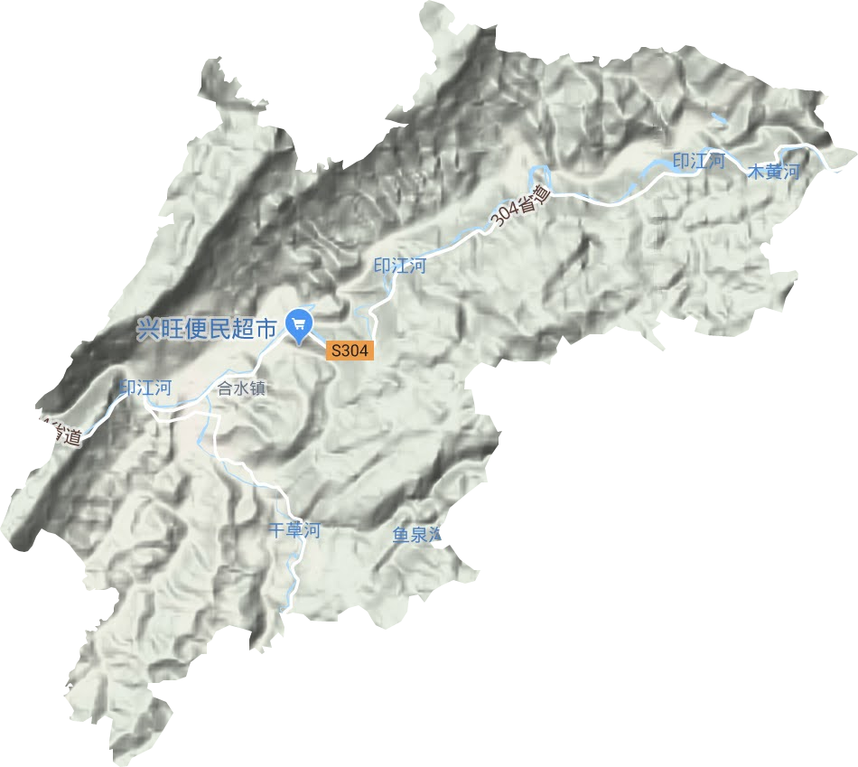 合水镇地形地图