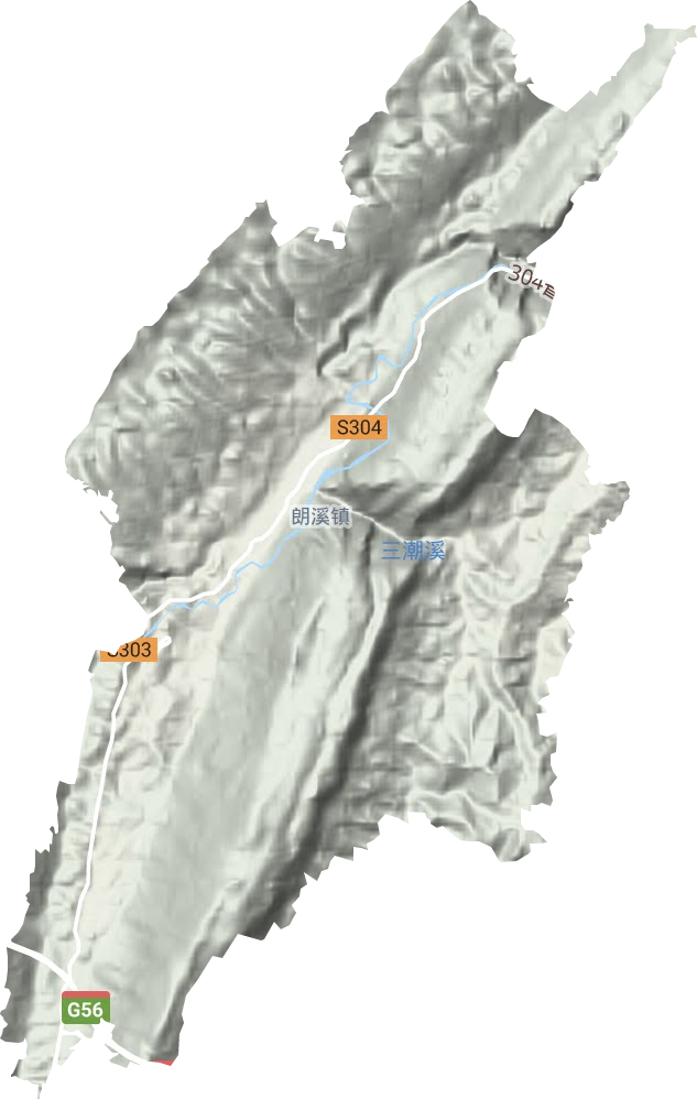 朗溪镇地形地图
