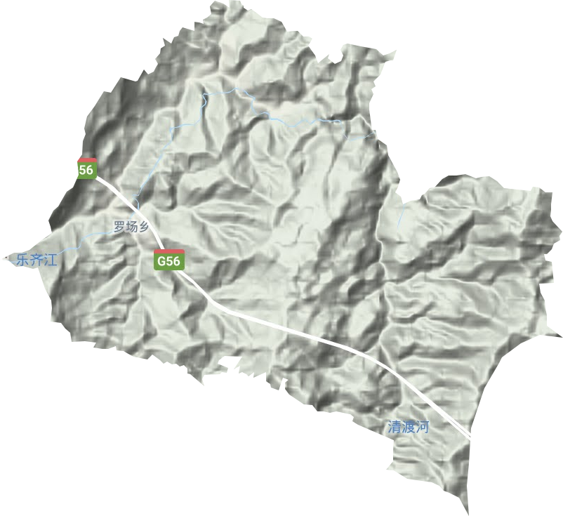 罗场乡地形地图
