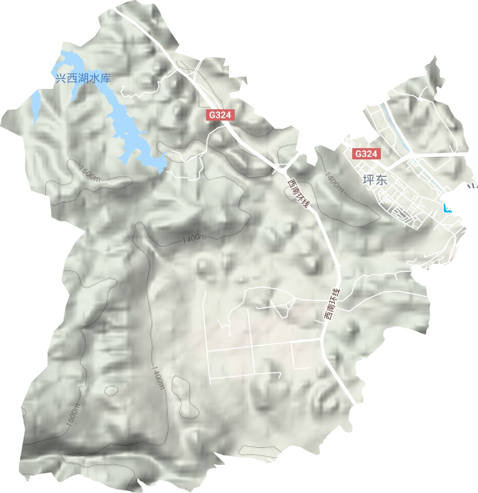 坪东街道地形地图