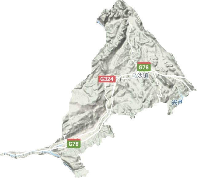 乌沙镇地形地图