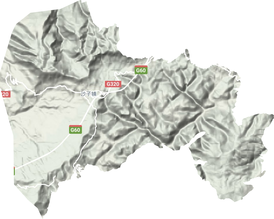 沙子镇地形地图