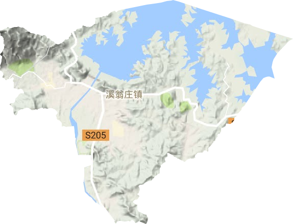 溪翁庄镇地形地图