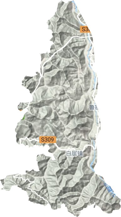 白层镇地形地图