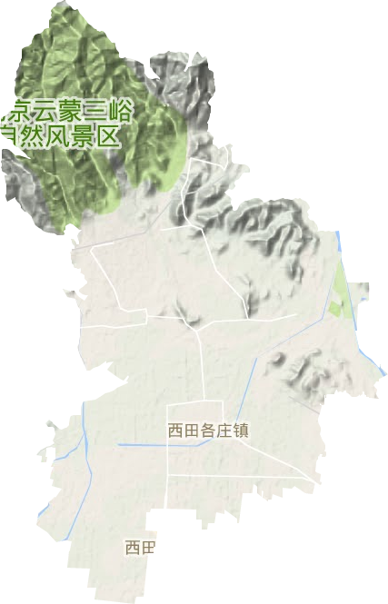 西田各庄镇地形地图