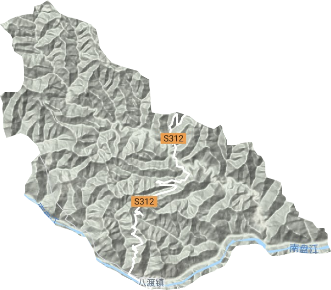 八渡镇地形地图