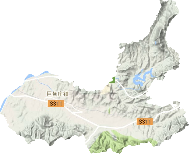 巨各庄镇地形地图