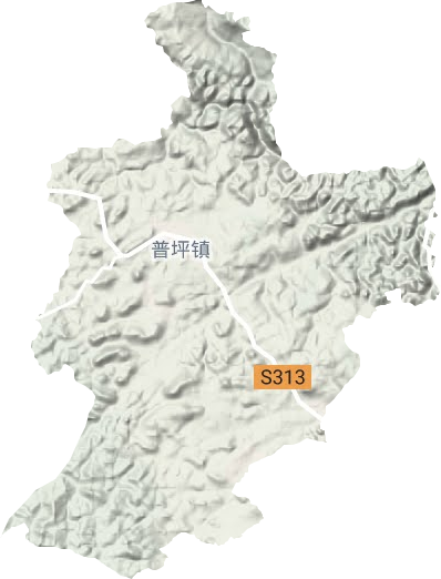普坪镇地形地图