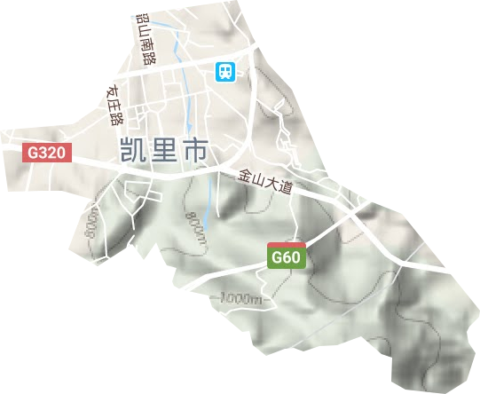 大十字街道地形地图