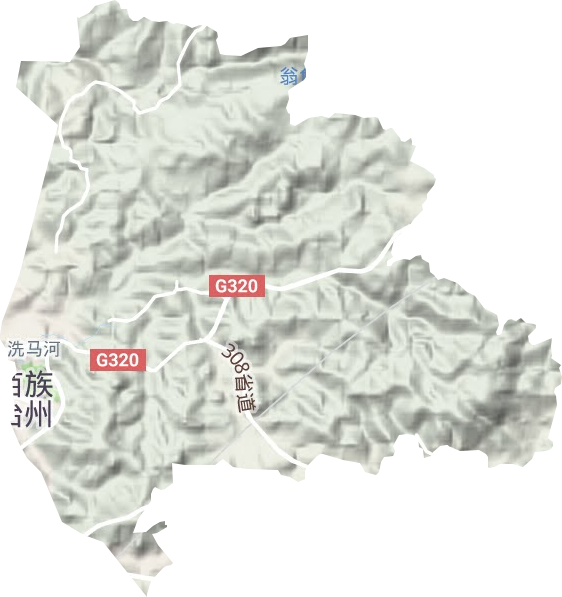 洗马河街道地形地图