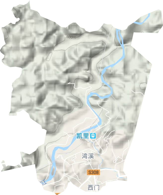 湾溪街道地形地图