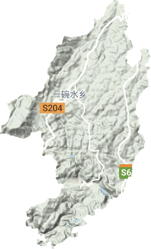 一碗水乡地形地图