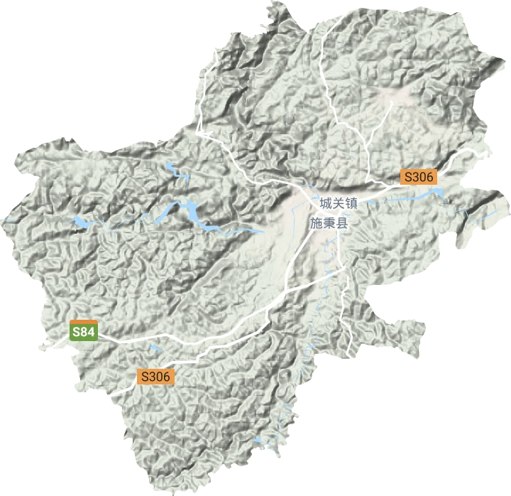 城关镇地形地图