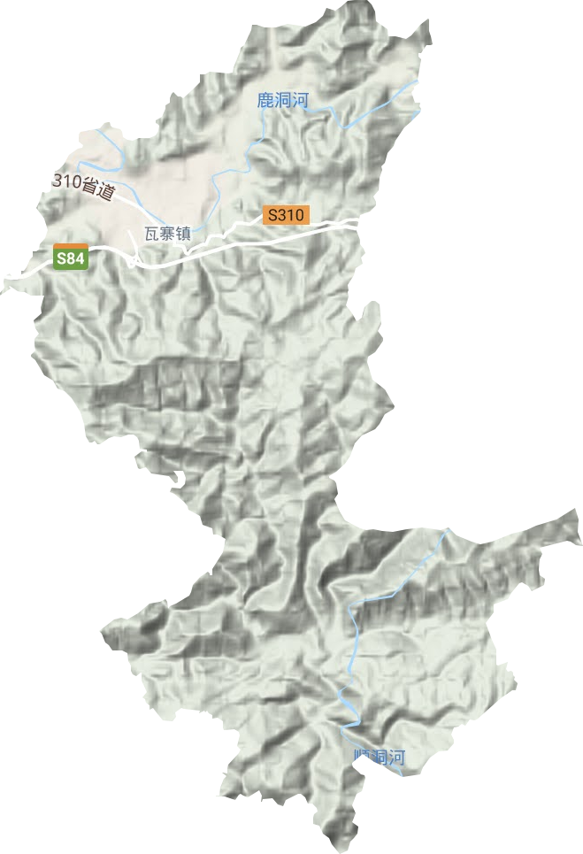 瓦寨镇地形地图
