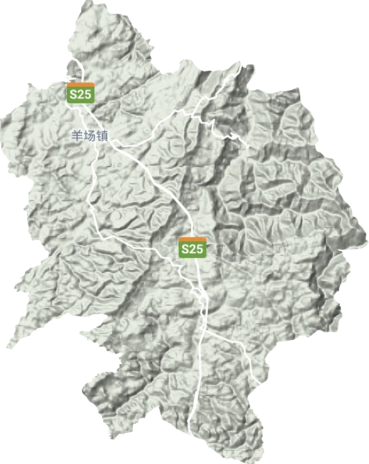 羊场镇地形地图
