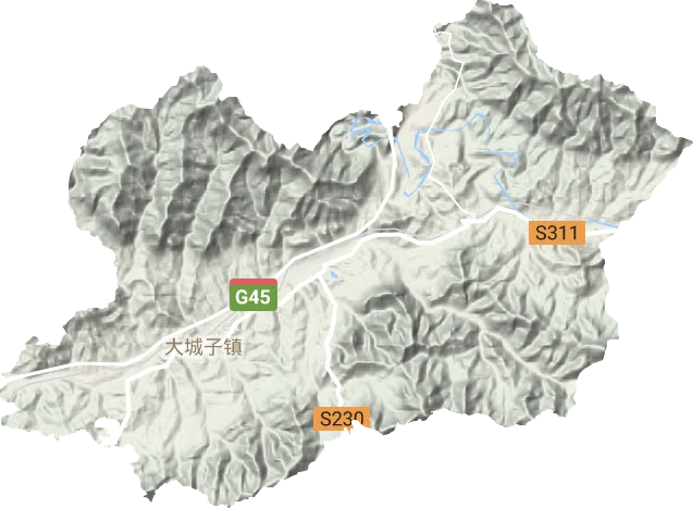 大城子镇地形地图