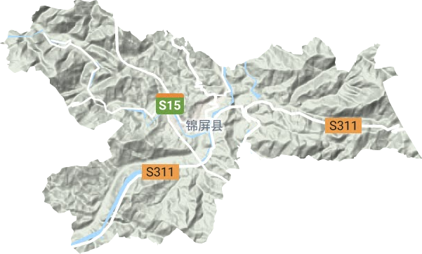 三江镇地形地图