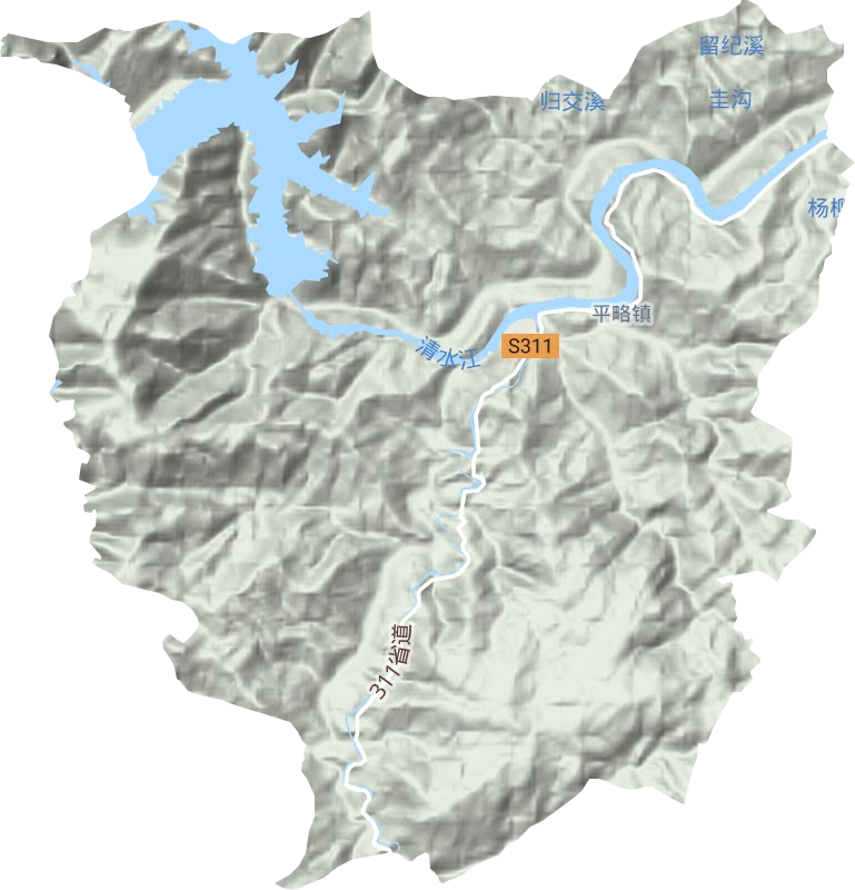 平略镇地形地图