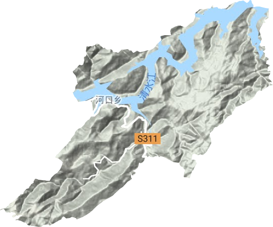 河口乡地形地图