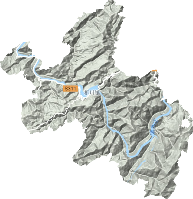 柳川镇地形地图