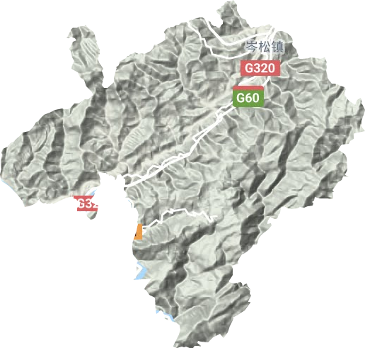 岑松镇地形地图
