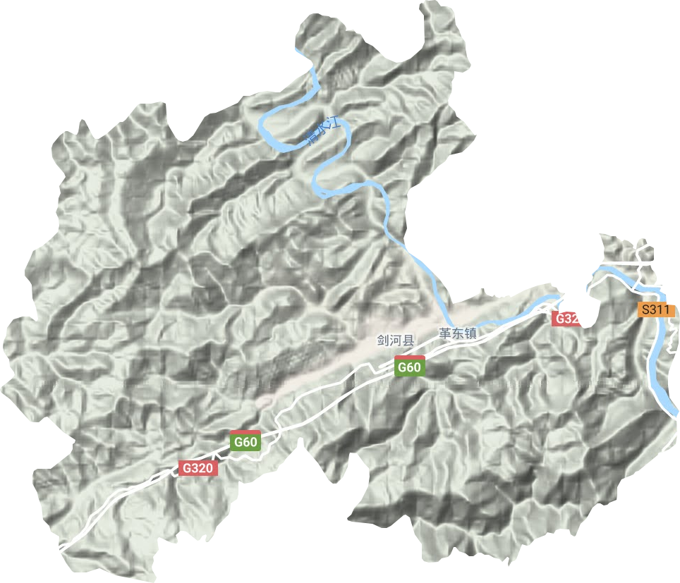 革东镇地形地图