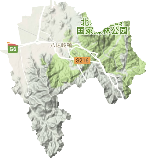 八达岭镇地形地图
