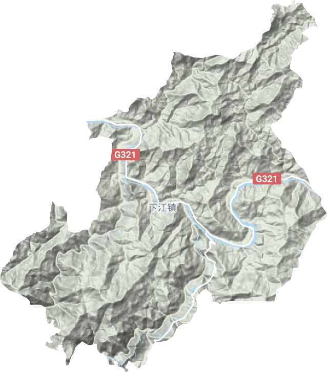 下江镇地形地图