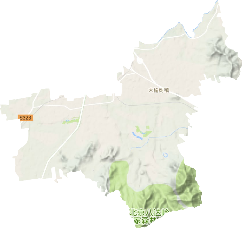 大榆树镇地形地图