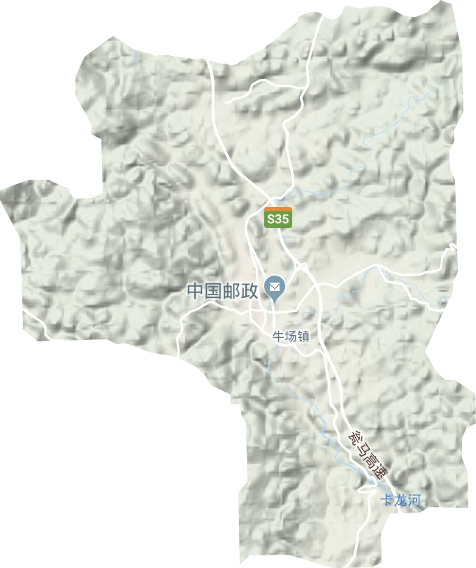 牛场镇地形地图