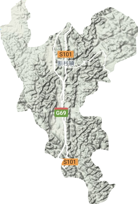 断杉镇地形地图