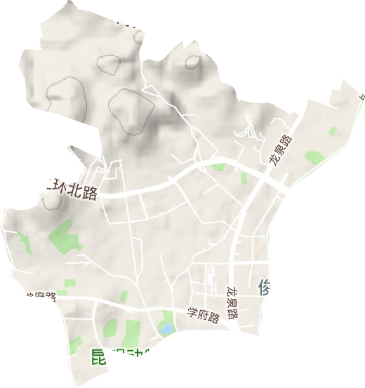 莲华街道地形地图