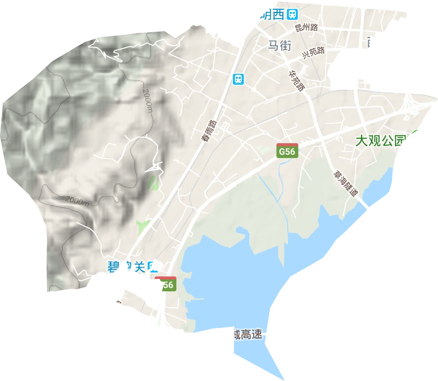 马街街道地形地图