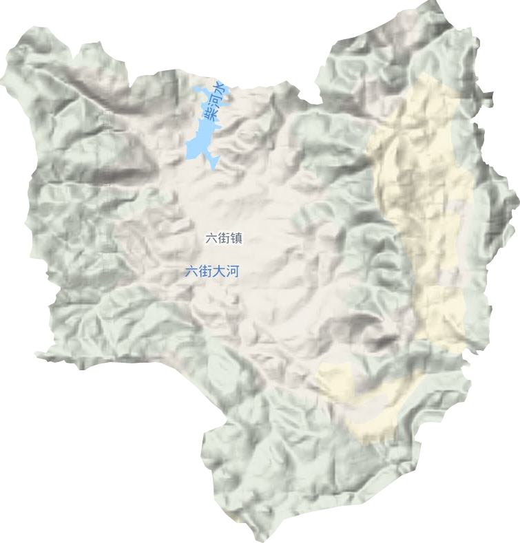 六街镇地形地图