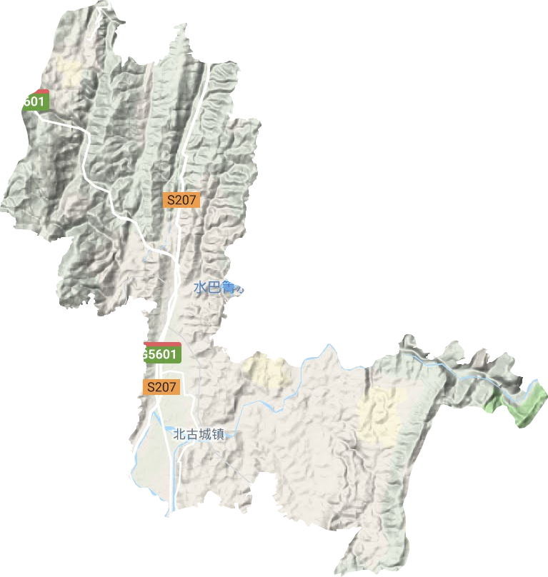 北古城镇地形地图