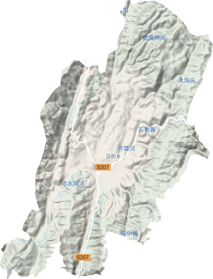 马街镇地形地图